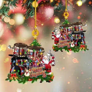 Custom Shaped Ornament - Drum - Merry Christmas