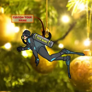 Custom Shaped Ornament - Scuba Diver