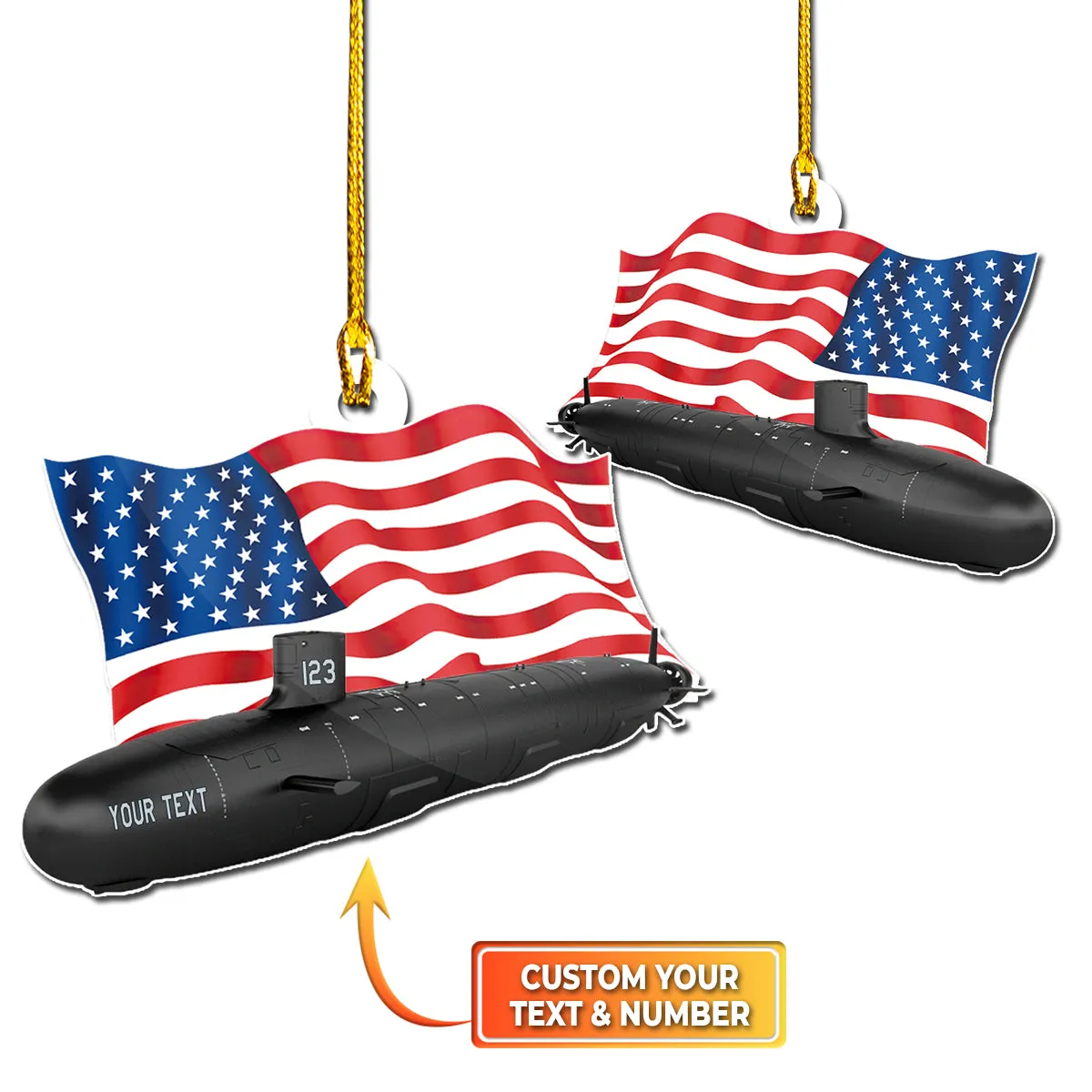 Custom Shaped Ornament - Submarine 2 - 249
