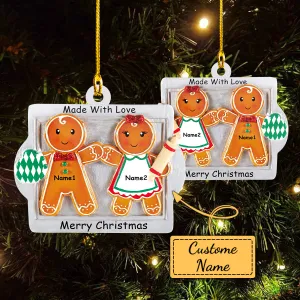 Custom Shaped Ornament -  Xmas Cookie Couple