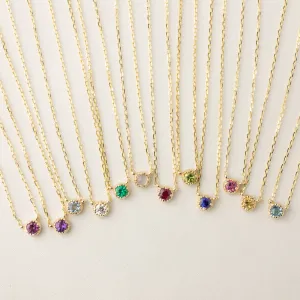 Dahlia Birthstone Solitaire Necklace