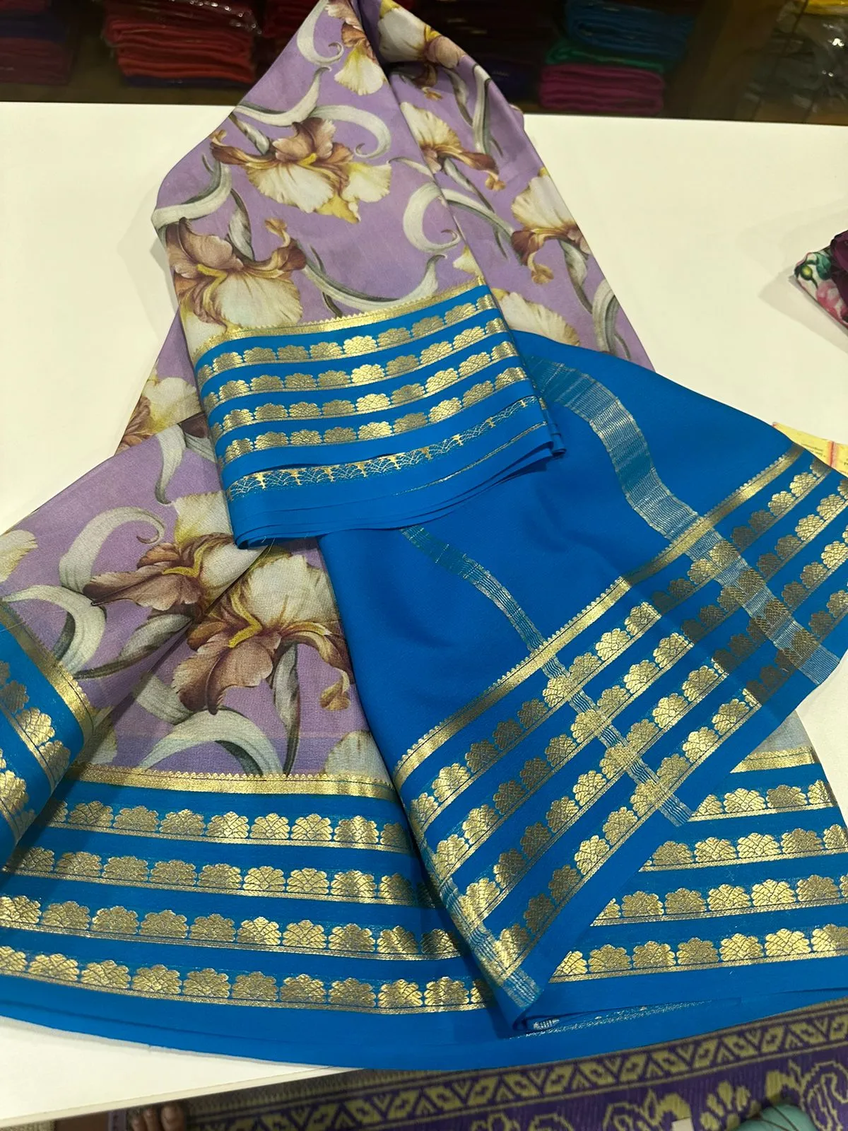 Digital Floral Print Mysoore Silk Saree