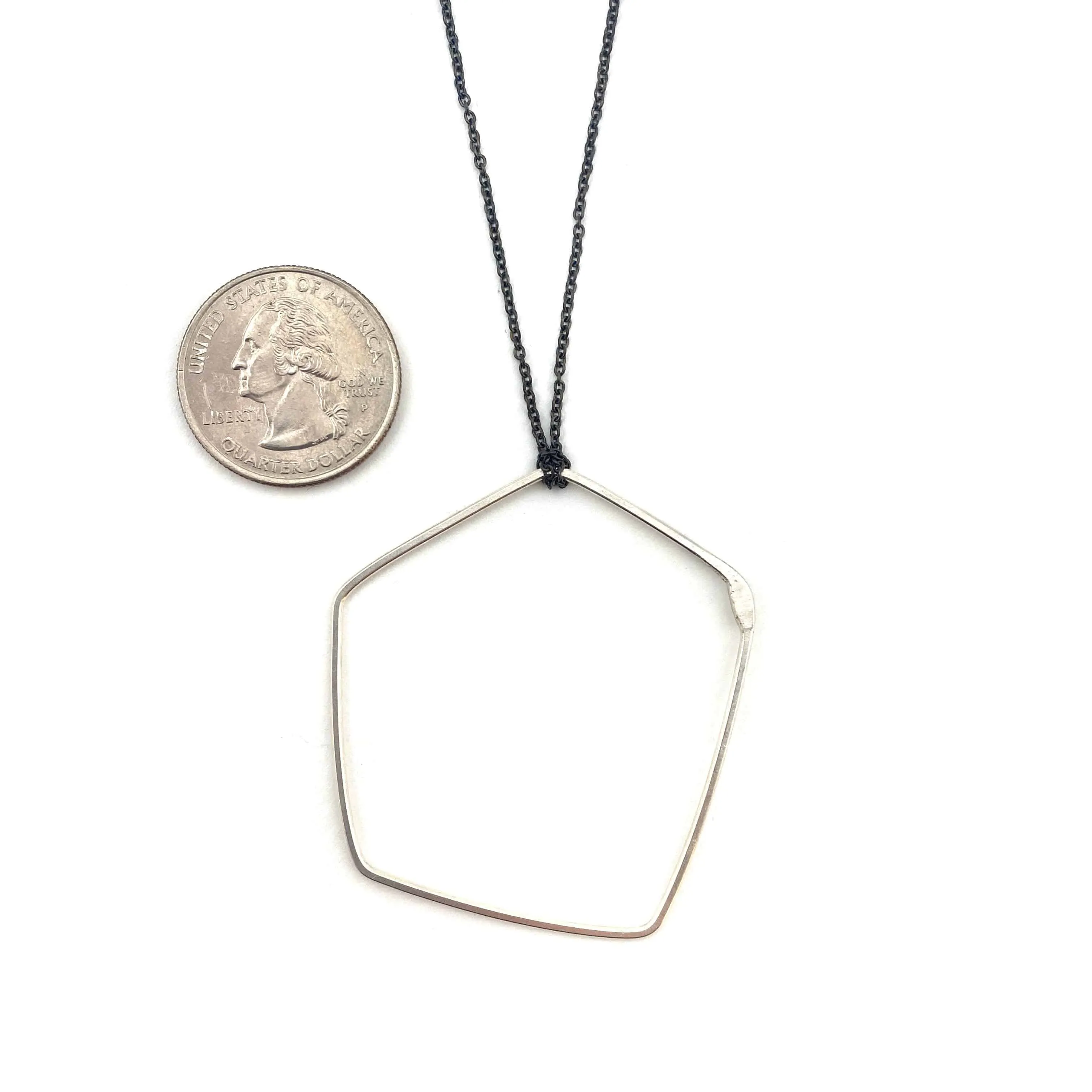 Dipped Open Pebble Necklace - Silver