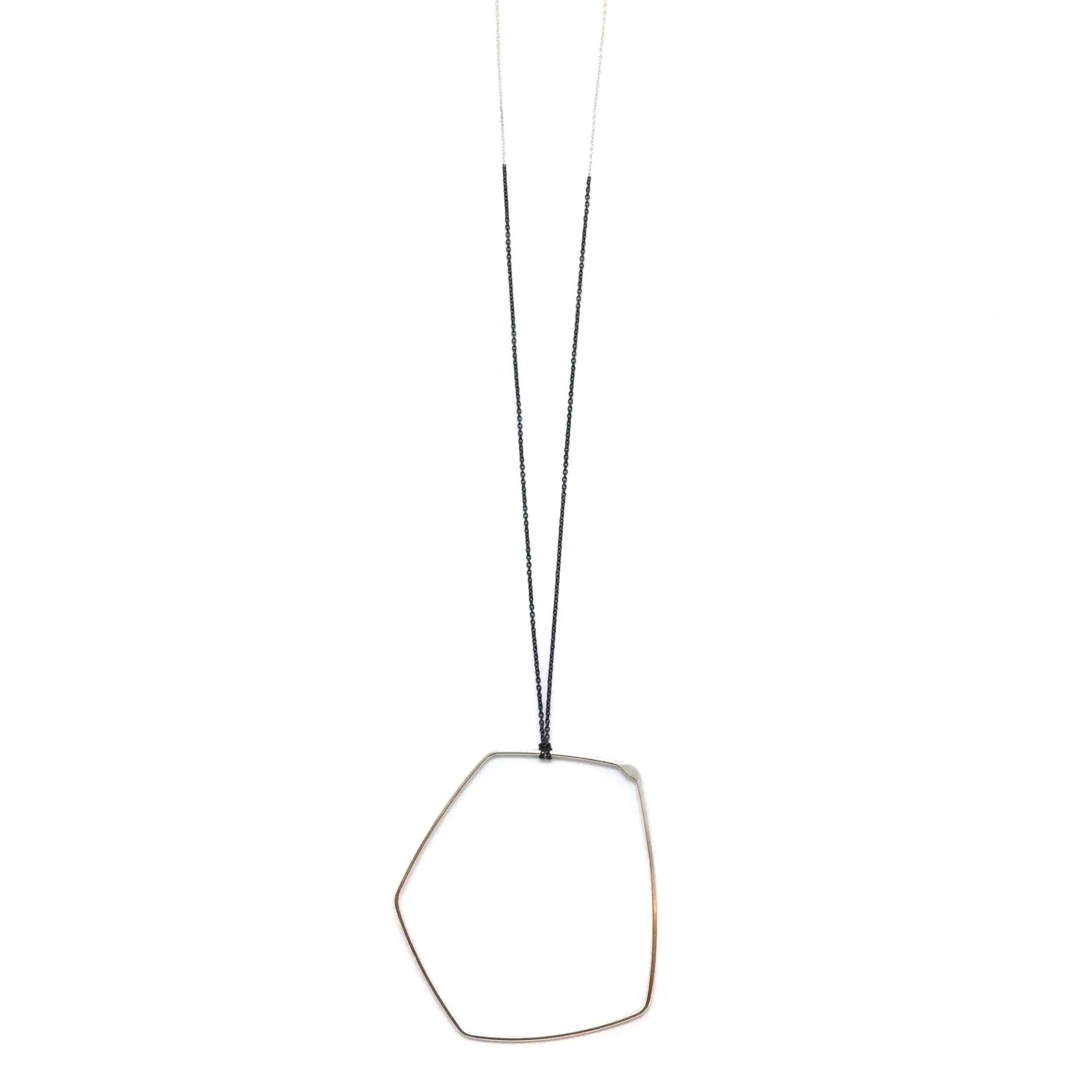 Dipped Open Pebble Necklace - Silver
