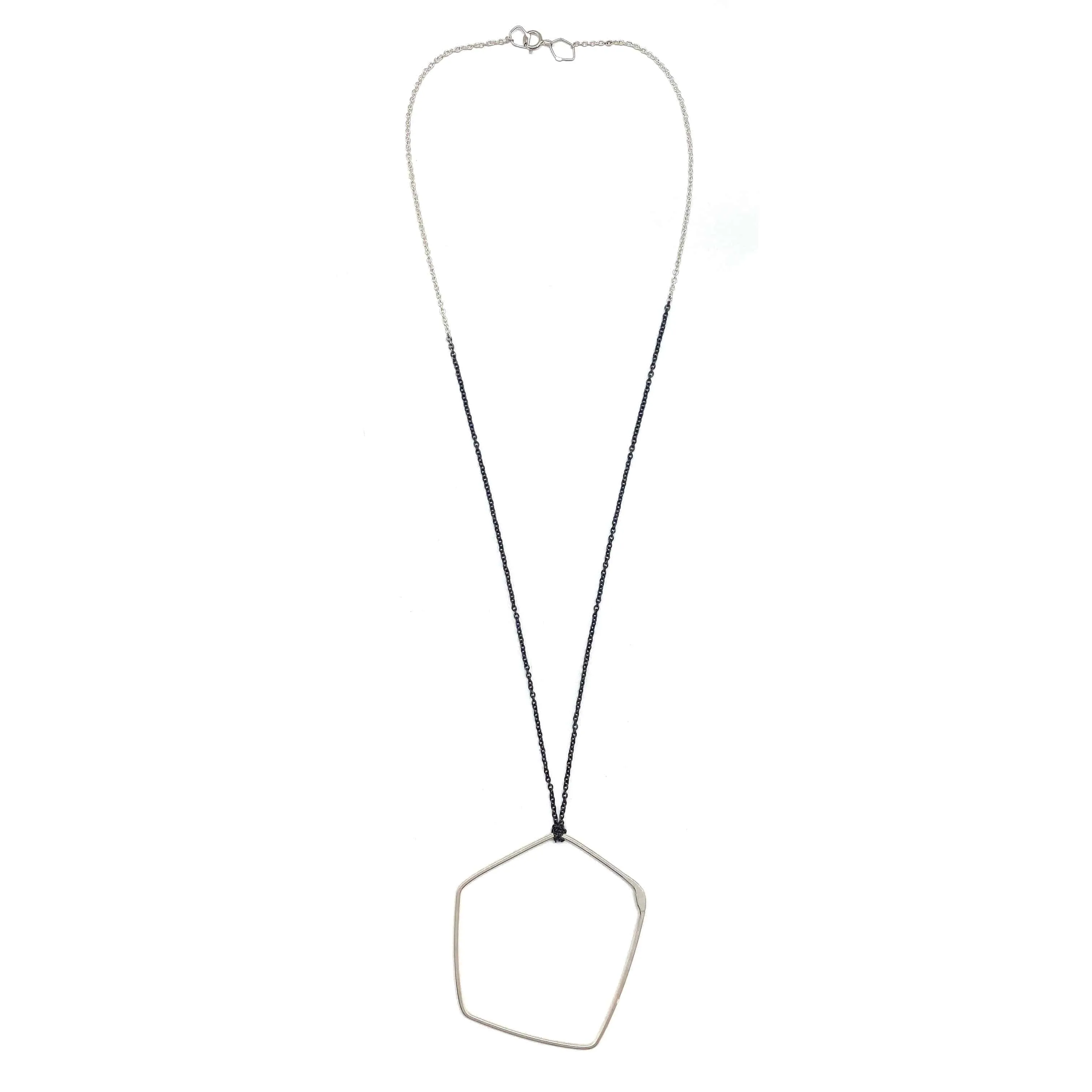 Dipped Open Pebble Necklace - Silver