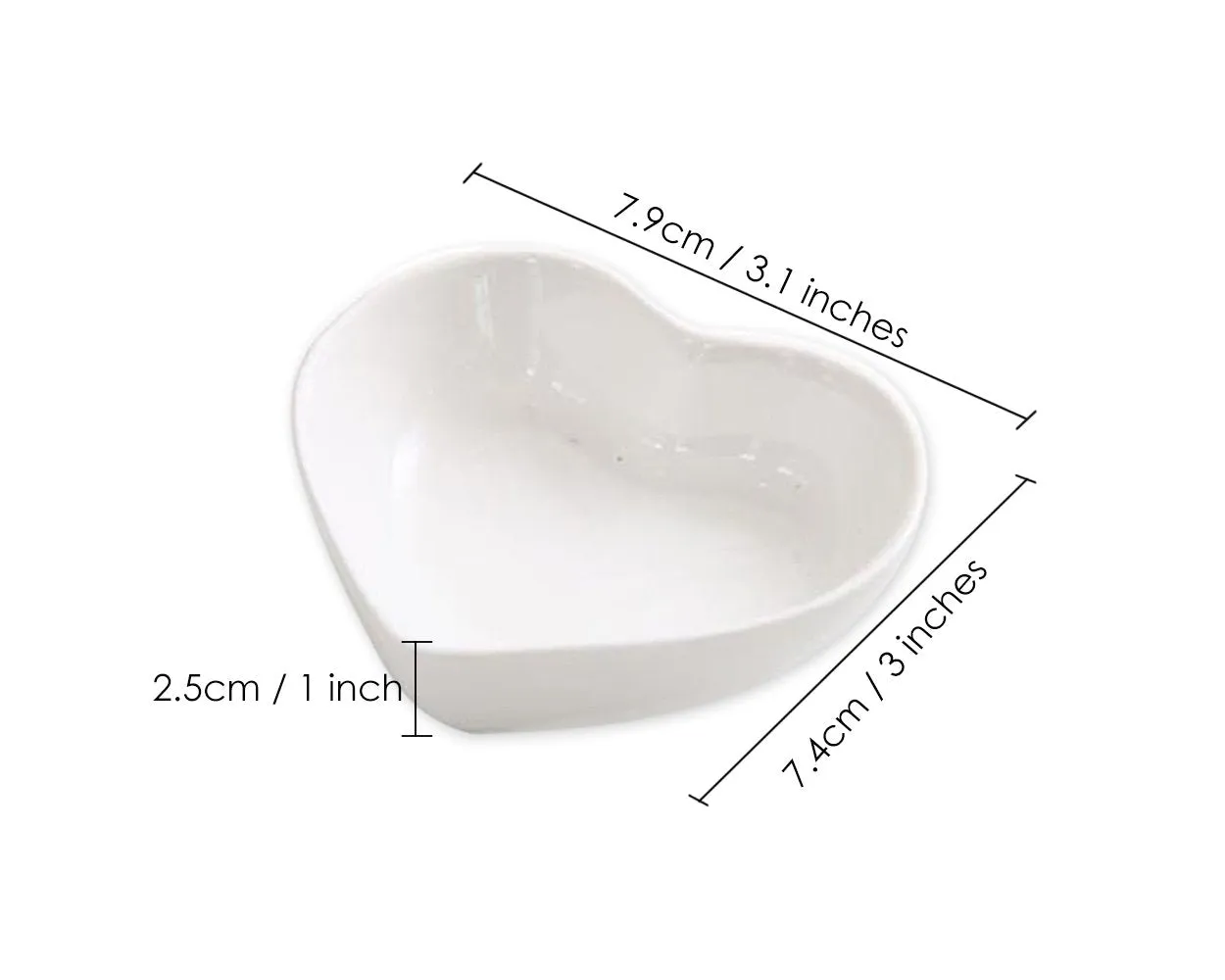 Dipping Bowls 4 Pieces Heart Shaped Ceramic Sauce Dishes - White