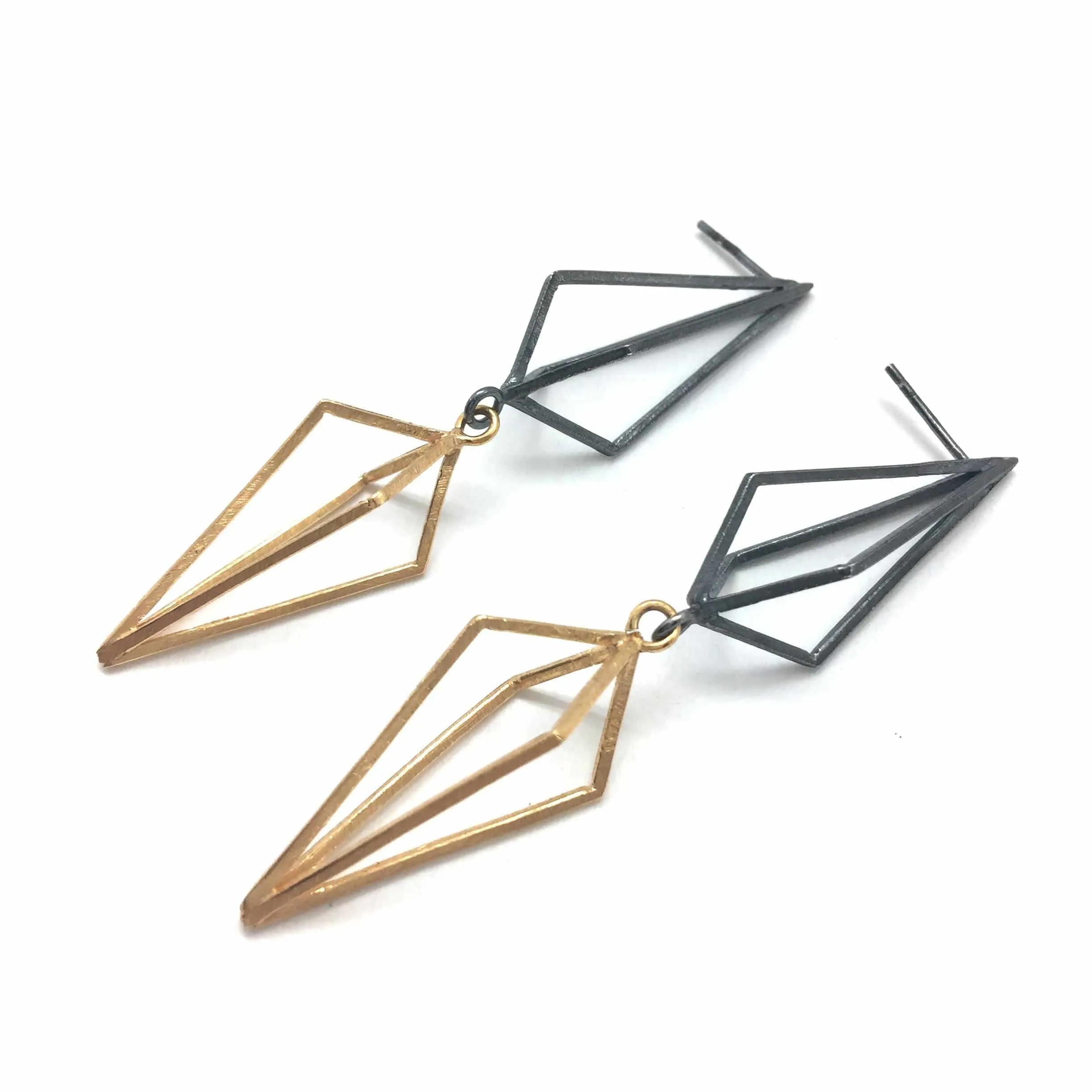 Double Triangle Link Earrings - Gold/Oxi