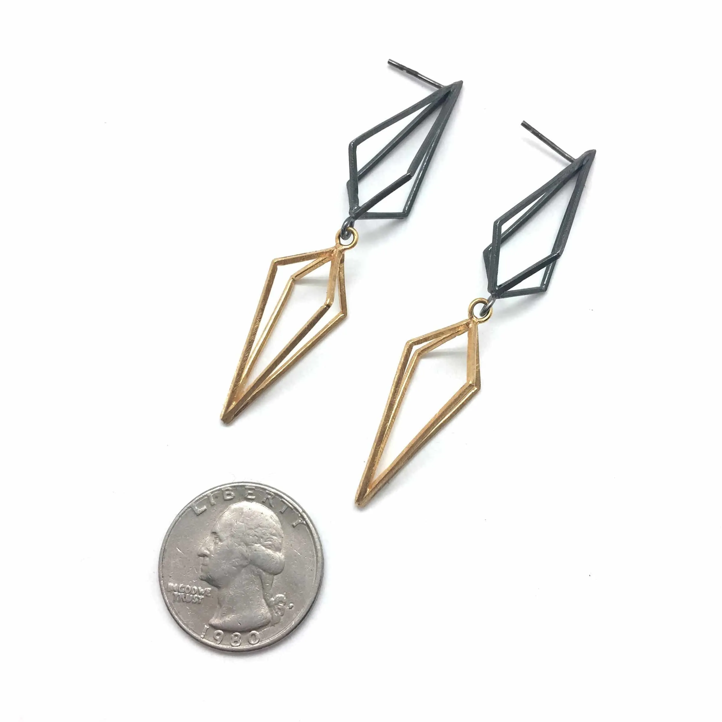 Double Triangle Link Earrings - Gold/Oxi