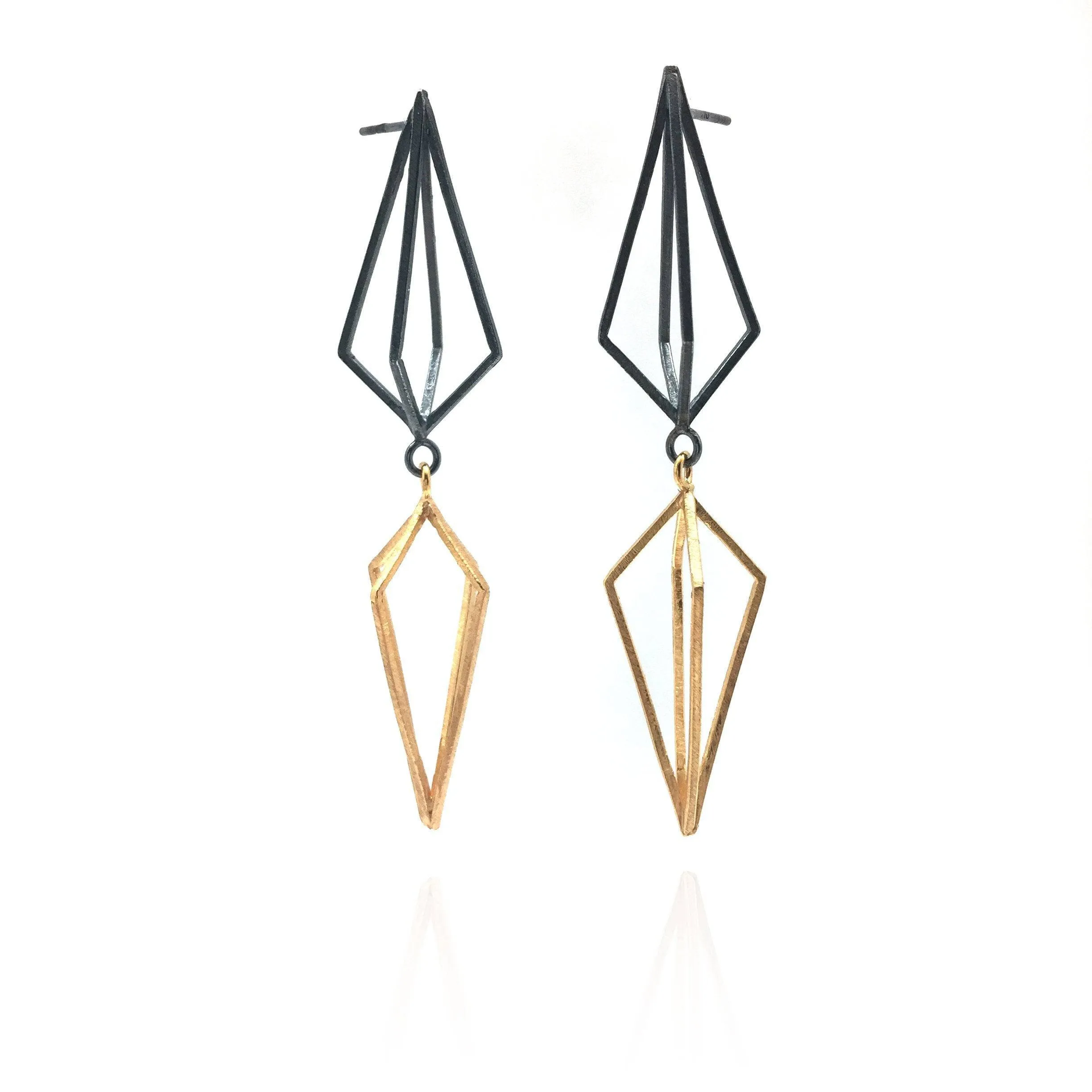 Double Triangle Link Earrings - Gold/Oxi