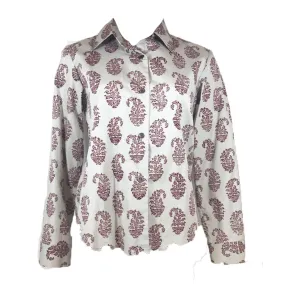 DRIES VAN NOTEN Gray Button Down w/ Paisley Print Size 36