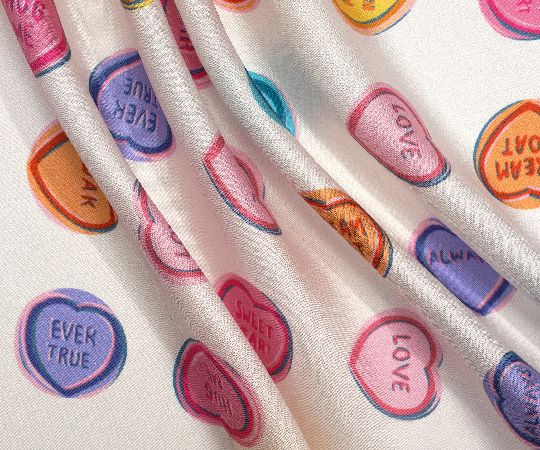 Echo Conversational Hearts Silk Bandana Cream