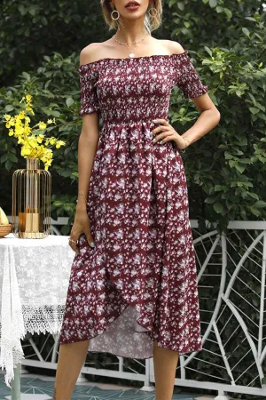 Elegant Floral Off the Shoulder A Line Dresses(3 Colors)