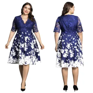 Elegant Mesh Sleeve Tunic Dress Plus Size