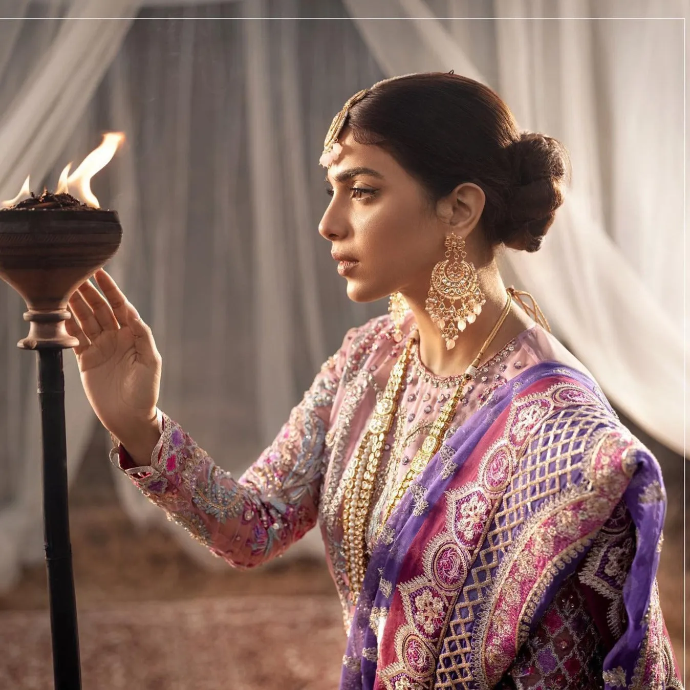 Elegant Sharara Kameez Pakistani Pink Dress #PS862