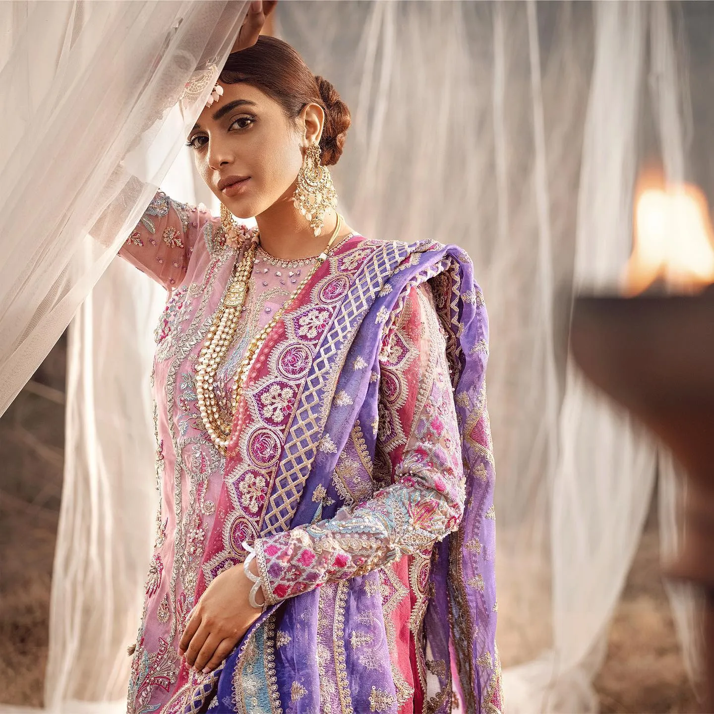 Elegant Sharara Kameez Pakistani Pink Dress #PS862
