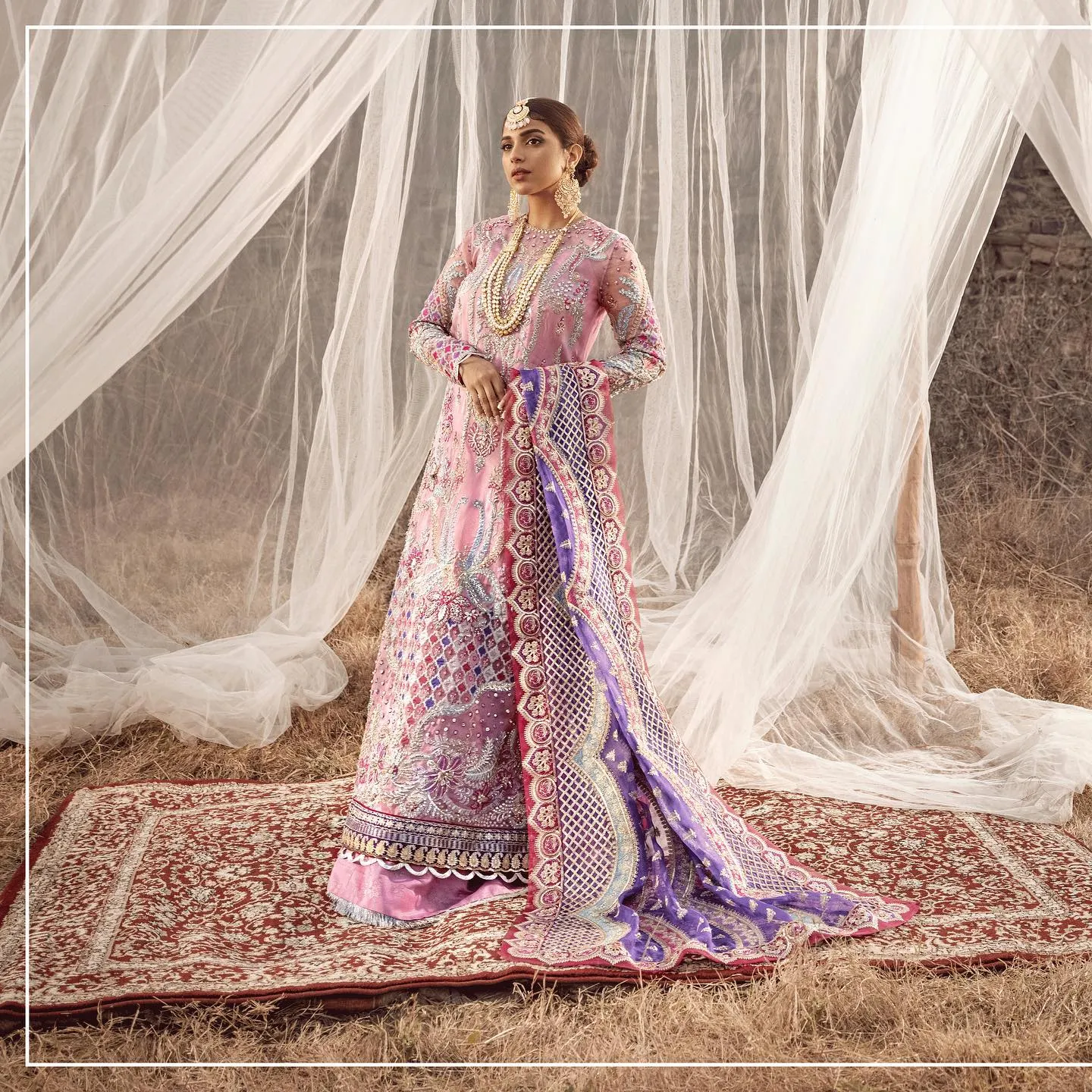 Elegant Sharara Kameez Pakistani Pink Dress #PS862