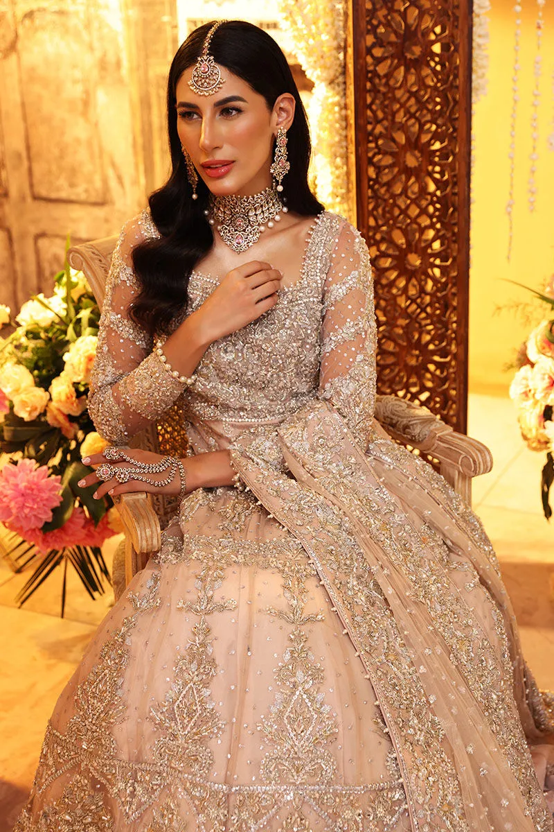 Embellished Peach Bridal Dress Pakistani in Gown Style