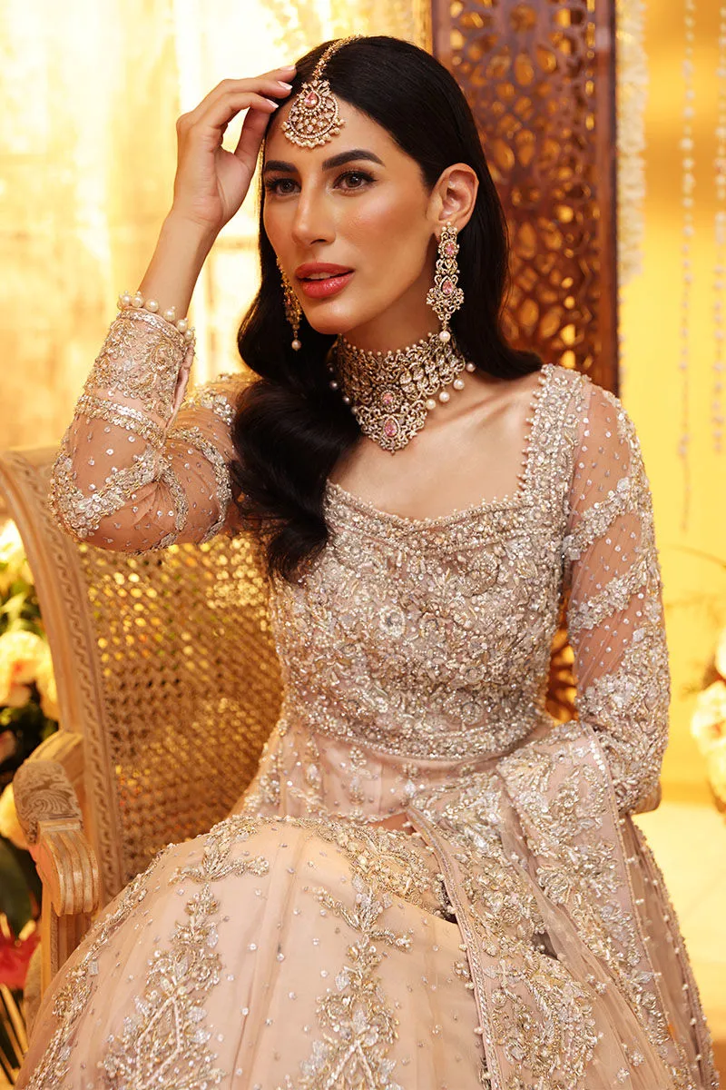 Embellished Peach Bridal Dress Pakistani in Gown Style