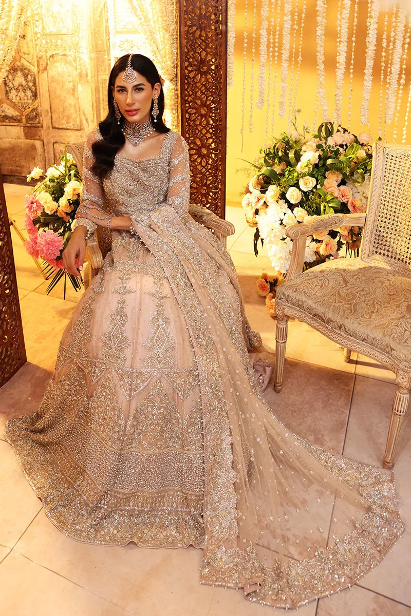 Embellished Peach Bridal Dress Pakistani in Gown Style