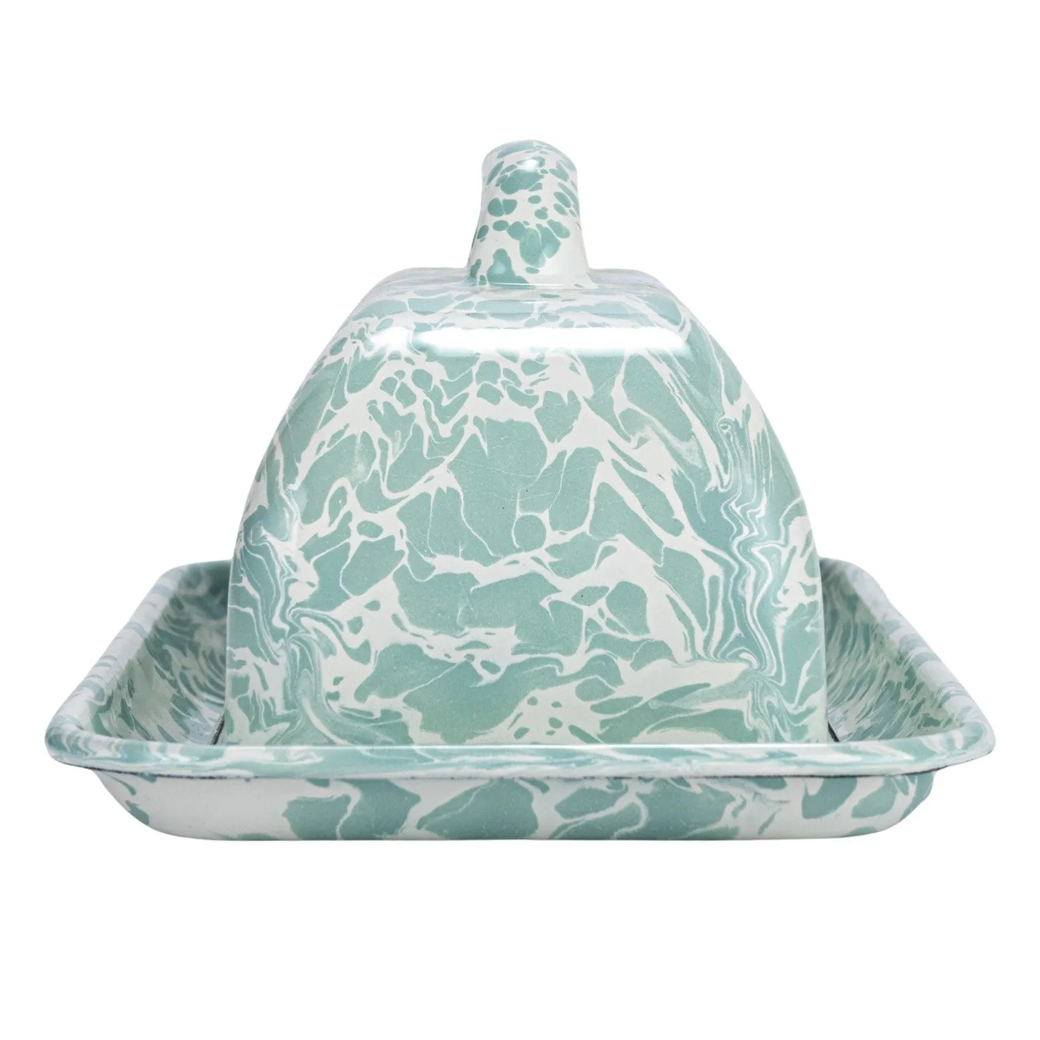 Enameled Metal Splatterware Butter Dish