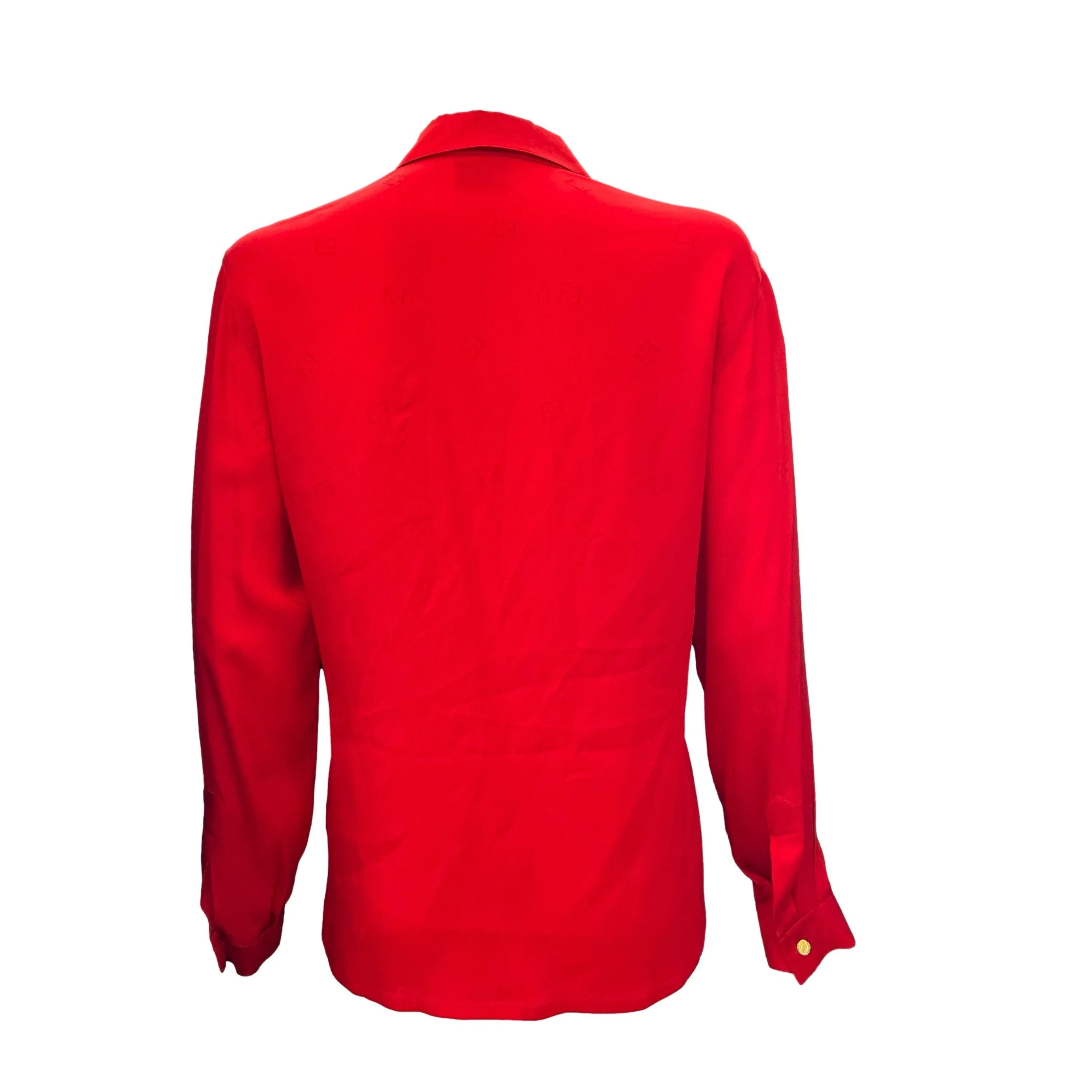 Escada Red Logo Silk Button Down