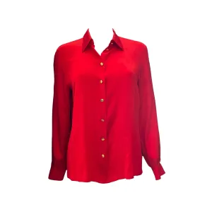 Escada Red Logo Silk Button Down