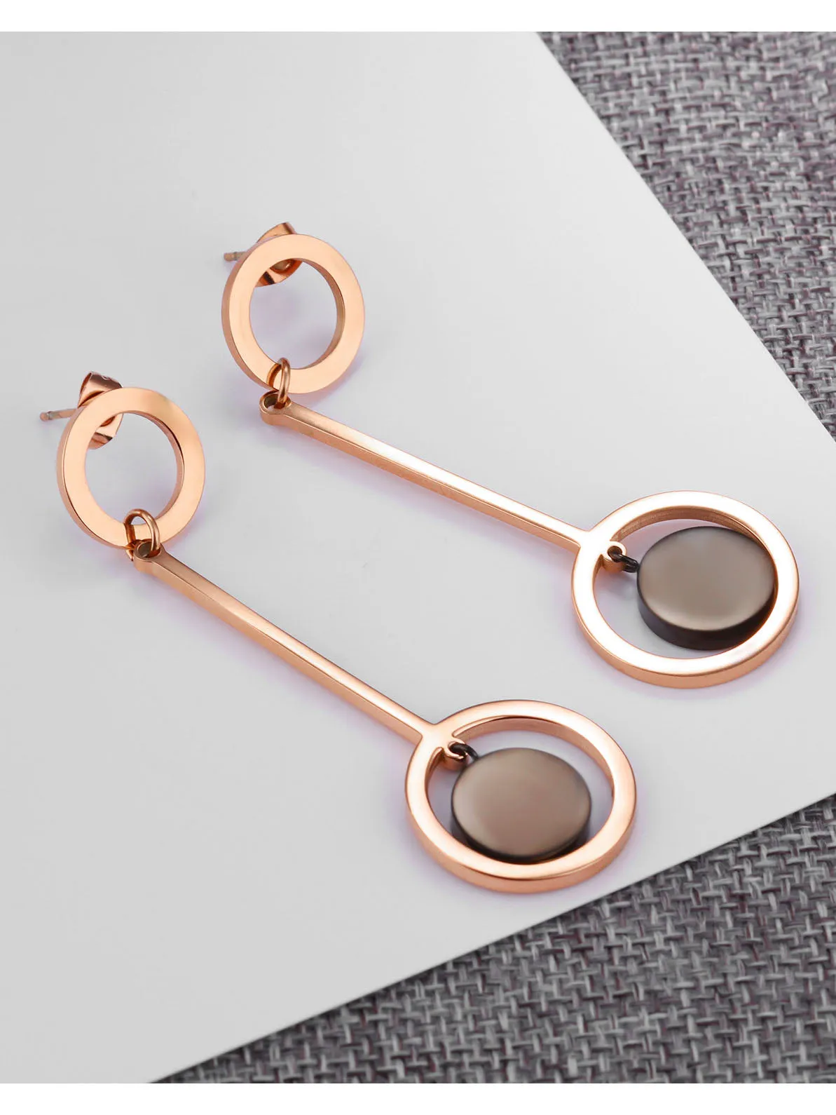 Exaggerated Personality Earrings Earrings Women Long Temperament Earrings Round Titanium Steel Simple Earrings