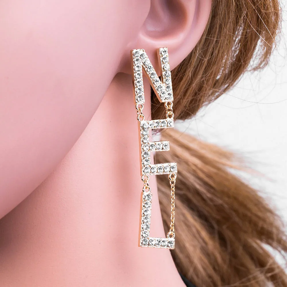 Exaggerated Temperament Long Earrings Diamond-studded Earrings Female Personality Simple Plating Gold Earrings