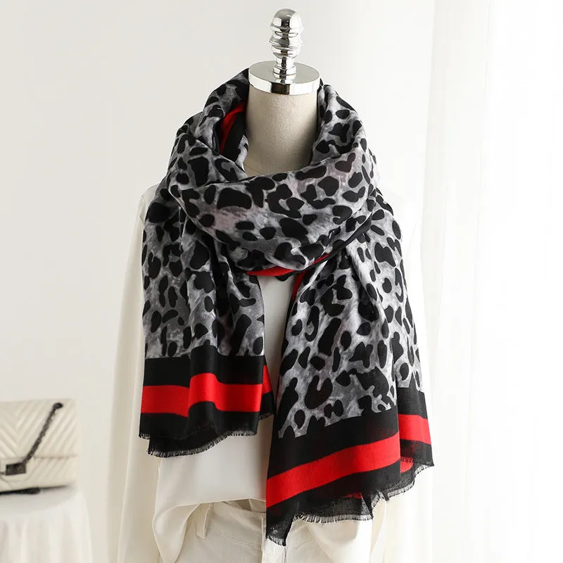 Fashion Leapord Warm Cotton Scarf Shawl Wrap for Women Ladies Girls 90x180