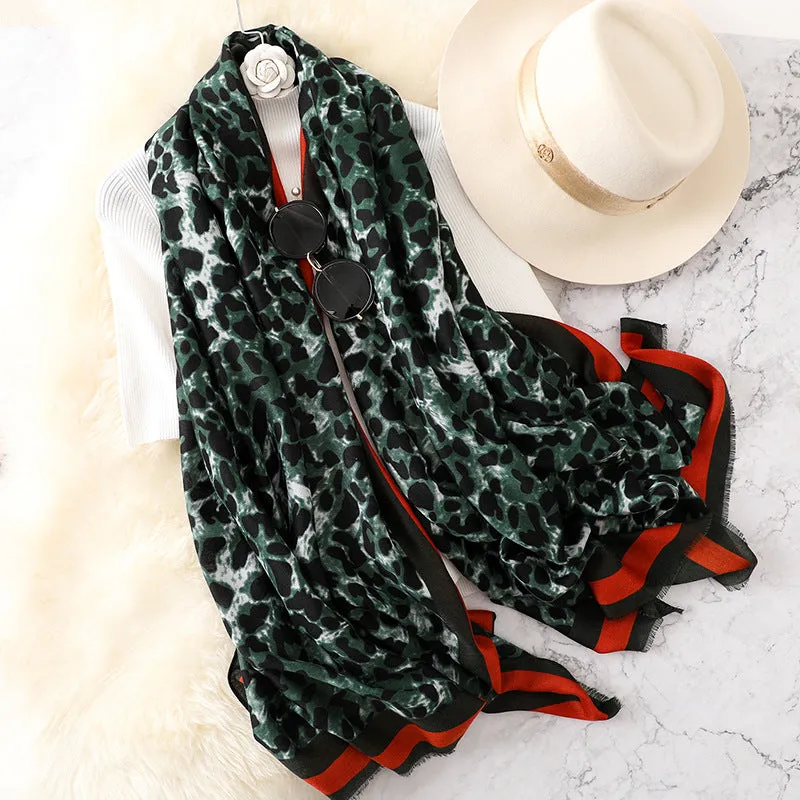 Fashion Leapord Warm Cotton Scarf Shawl Wrap for Women Ladies Girls 90x180