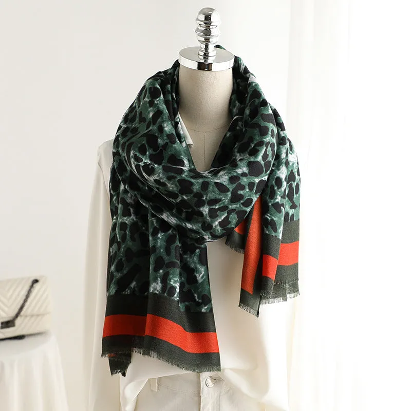 Fashion Leapord Warm Cotton Scarf Shawl Wrap for Women Ladies Girls 90x180