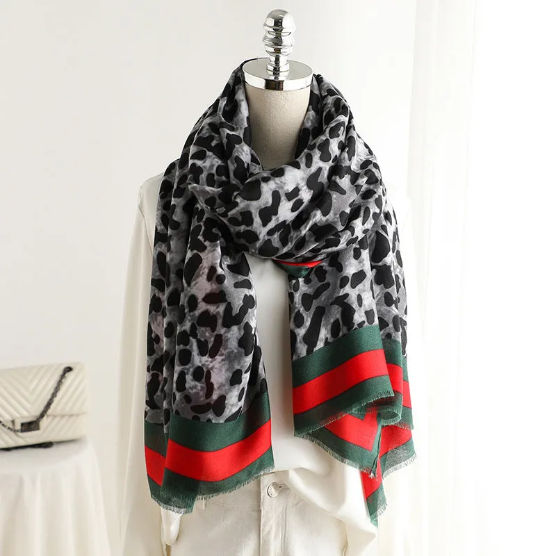 Fashion Leapord Warm Cotton Scarf Shawl Wrap for Women Ladies Girls 90x180