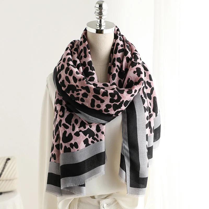 Fashion Leapord Warm Cotton Scarf Shawl Wrap for Women Ladies Girls 90x180