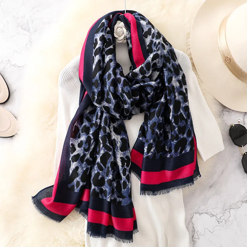 Fashion Leapord Warm Cotton Scarf Shawl Wrap for Women Ladies Girls 90x180
