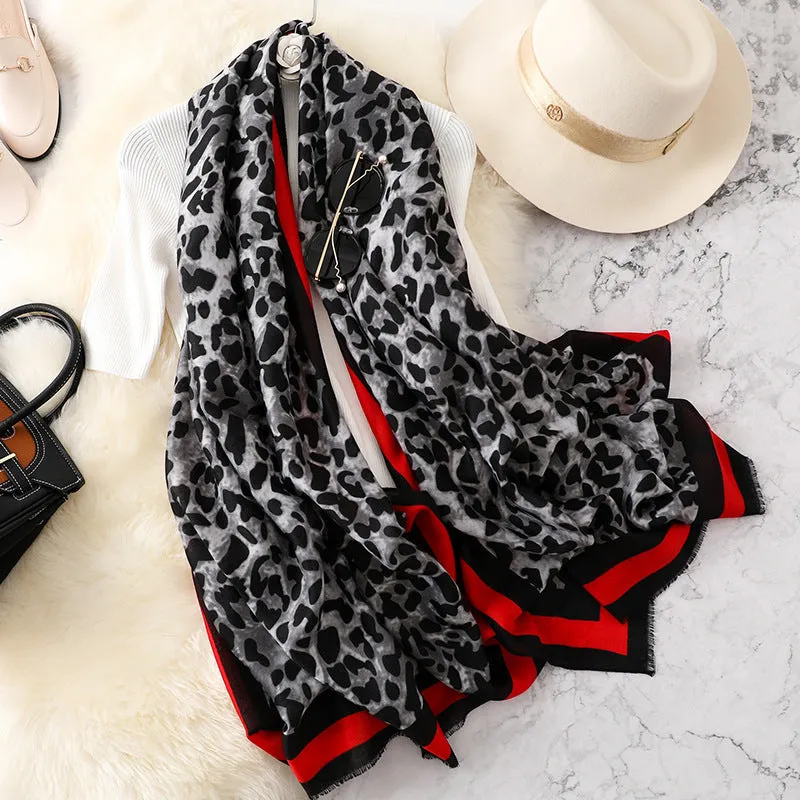 Fashion Leapord Warm Cotton Scarf Shawl Wrap for Women Ladies Girls 90x180