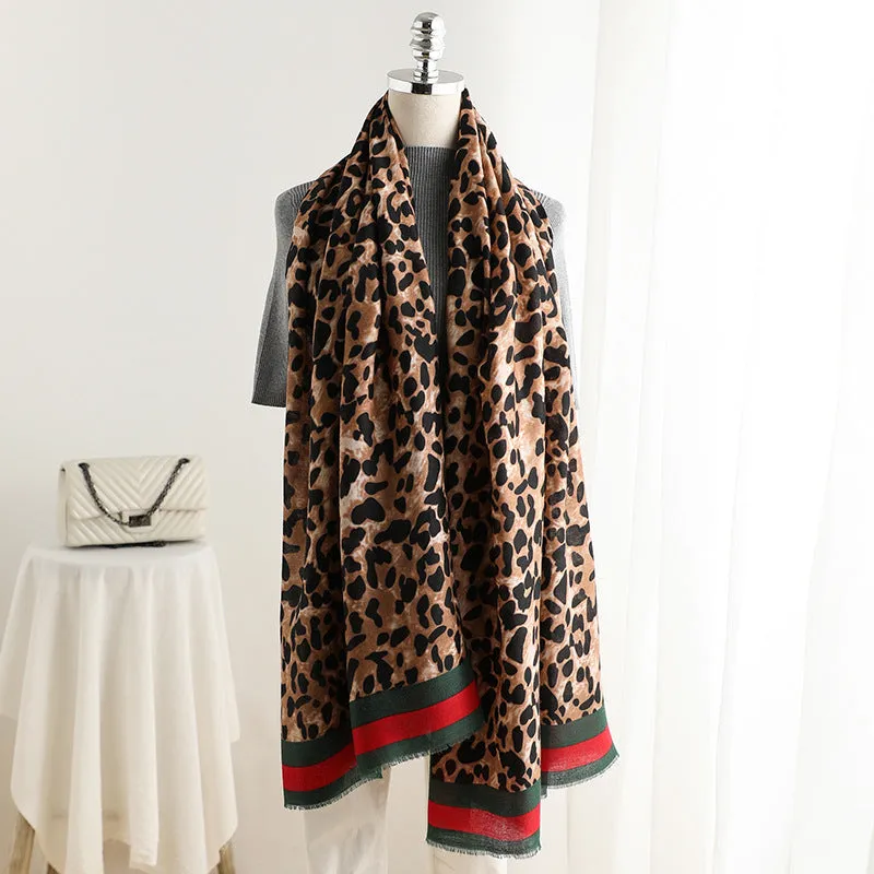 Fashion Leapord Warm Cotton Scarf Shawl Wrap for Women Ladies Girls 90x180