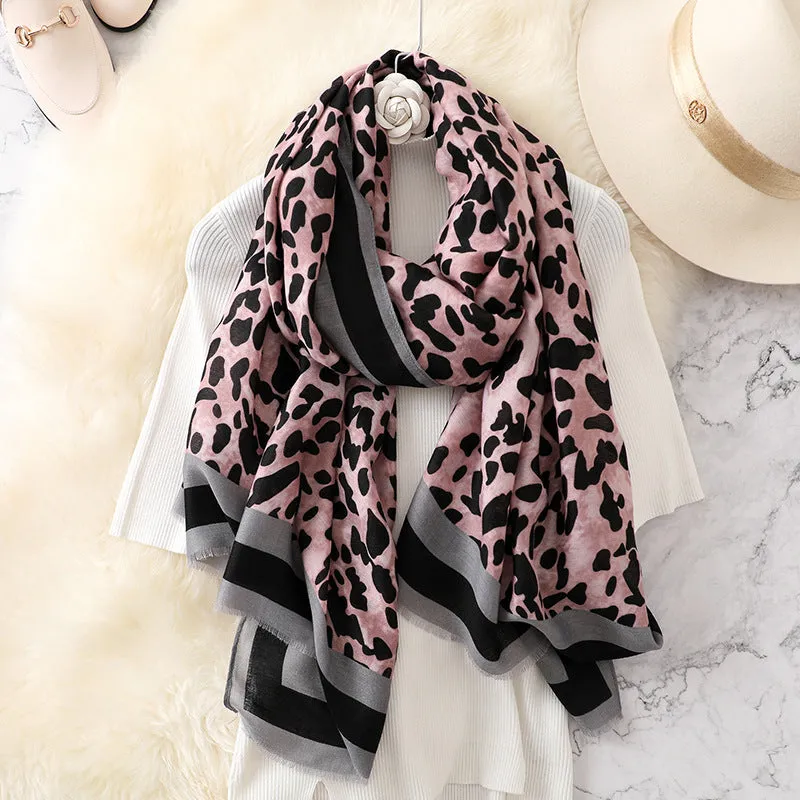 Fashion Leapord Warm Cotton Scarf Shawl Wrap for Women Ladies Girls 90x180