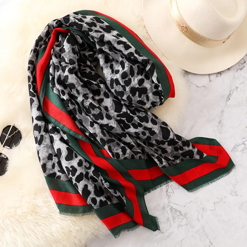 Fashion Leapord Warm Cotton Scarf Shawl Wrap for Women Ladies Girls 90x180