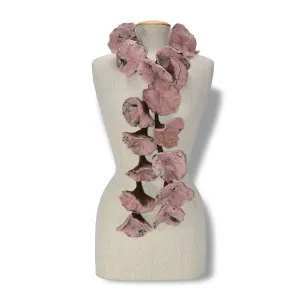 Felted Flower on Vintage Silk Scarves- Beige