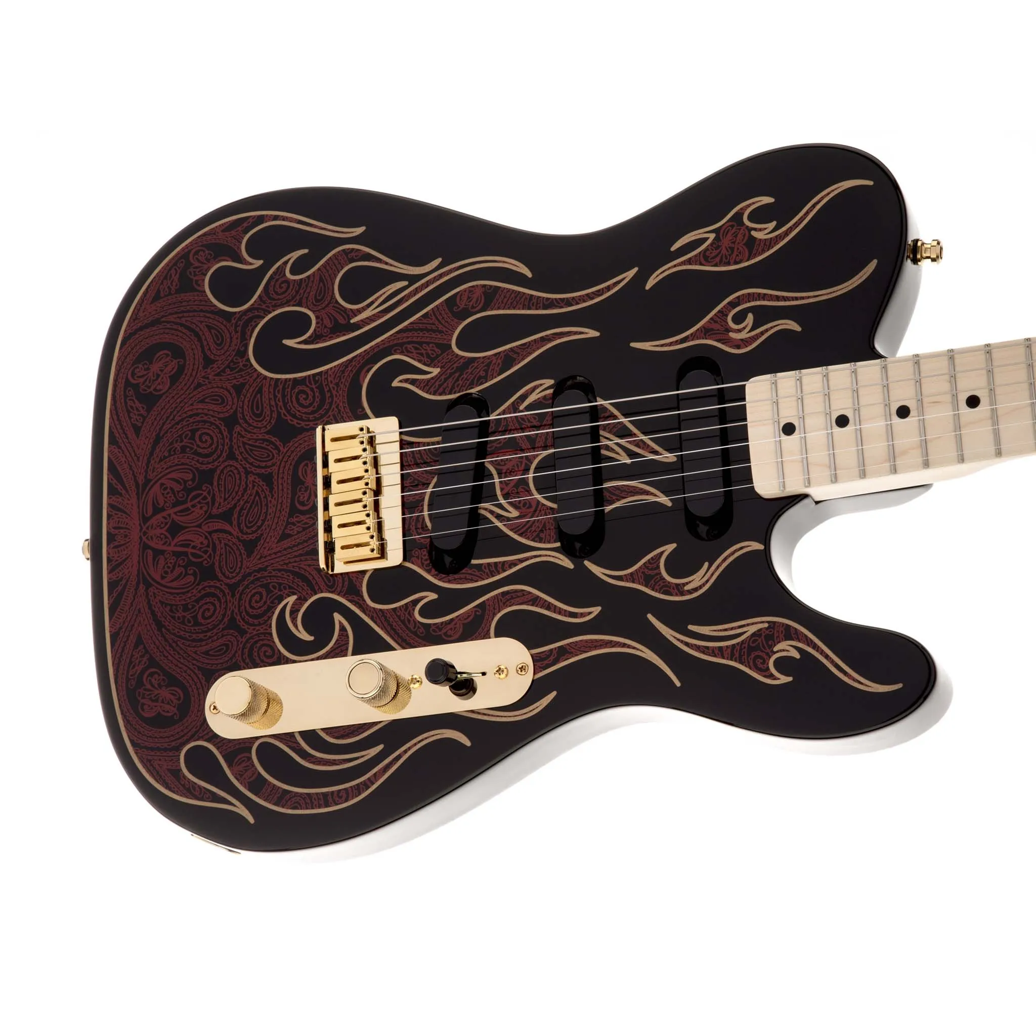 Fender James Burton Telecaster Electric Guitar w/Case, Maple Neck, Red Paisley Flames