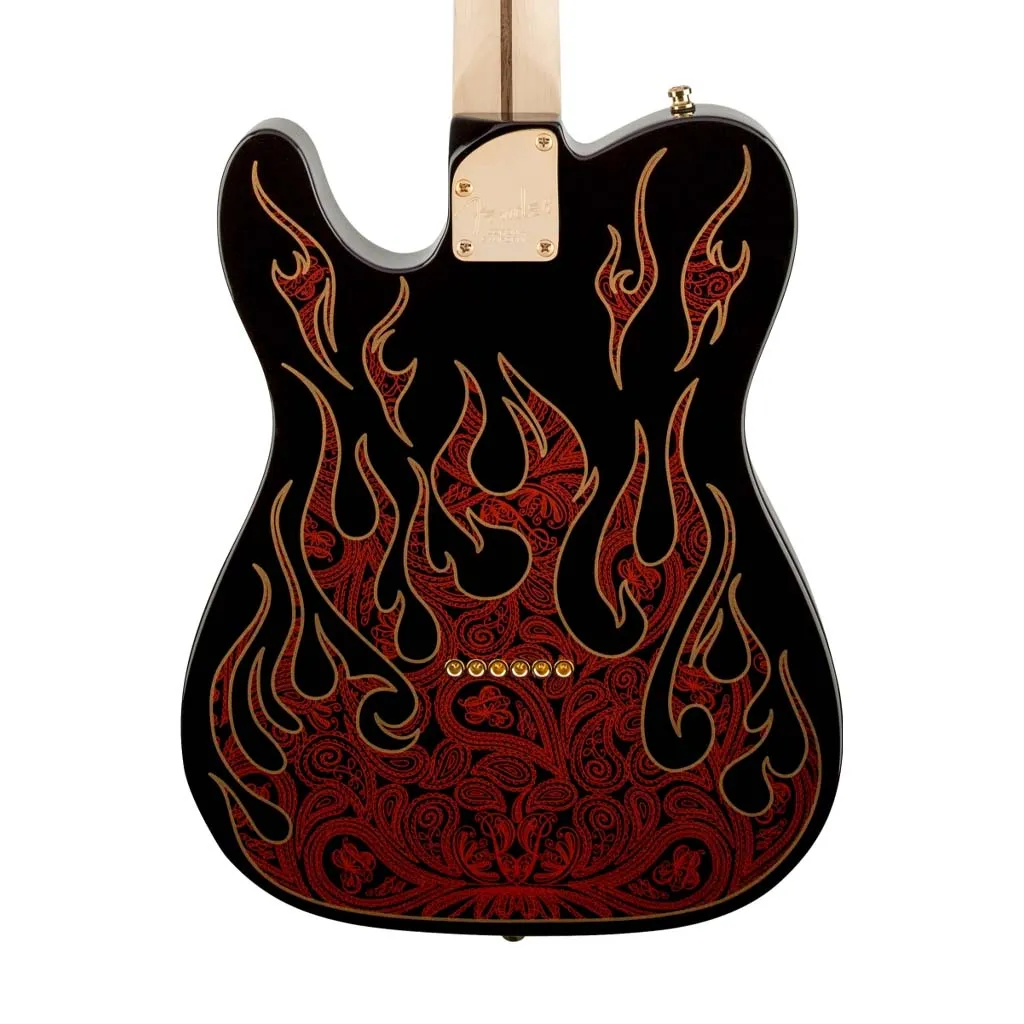 Fender James Burton Telecaster Electric Guitar w/Case, Maple Neck, Red Paisley Flames