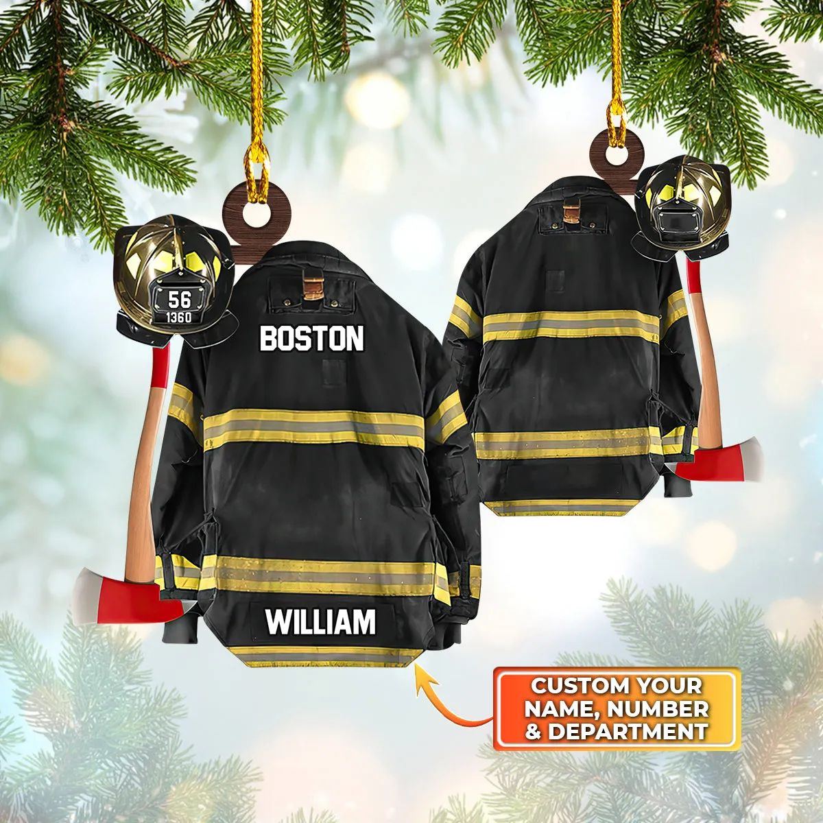 Firefighter - Custom Shaped Ornament 002