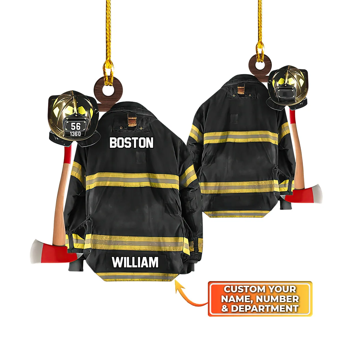 Firefighter - Custom Shaped Ornament 002