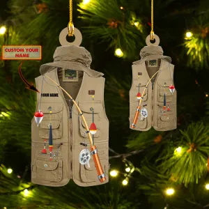 Fishing Ornament - Custom Shaped Ornament - Waistcoat Fishing - 43