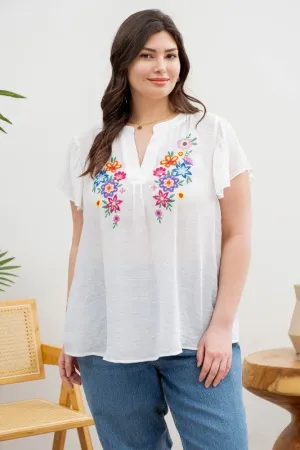Floral Embroidery Blouse
