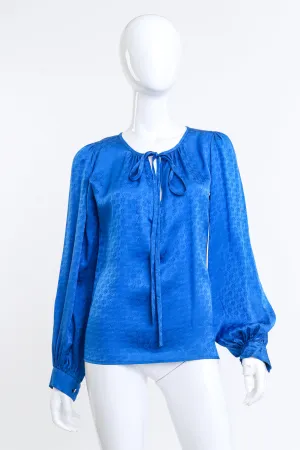 Floral Jacquard Keyhole Blouse