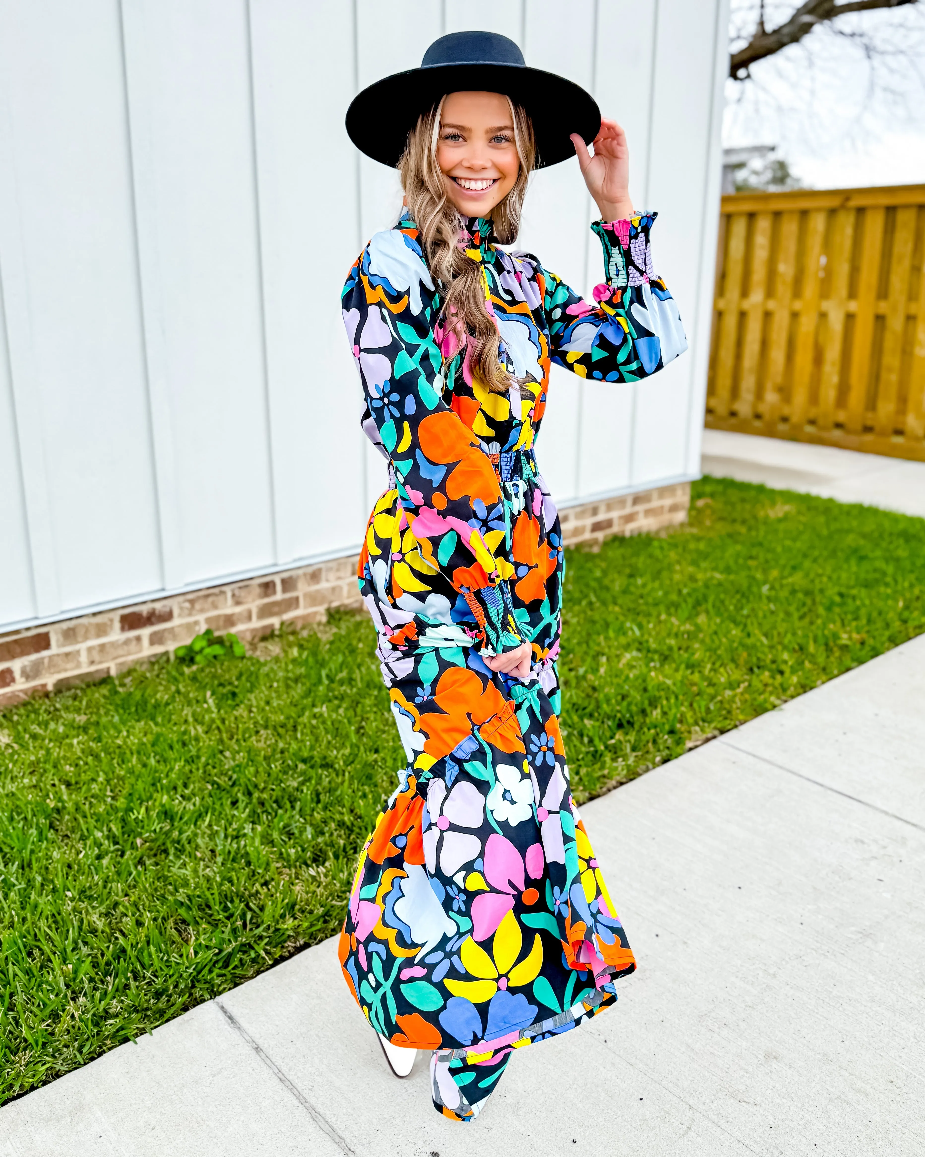 Floral Poplin Maxi Dress