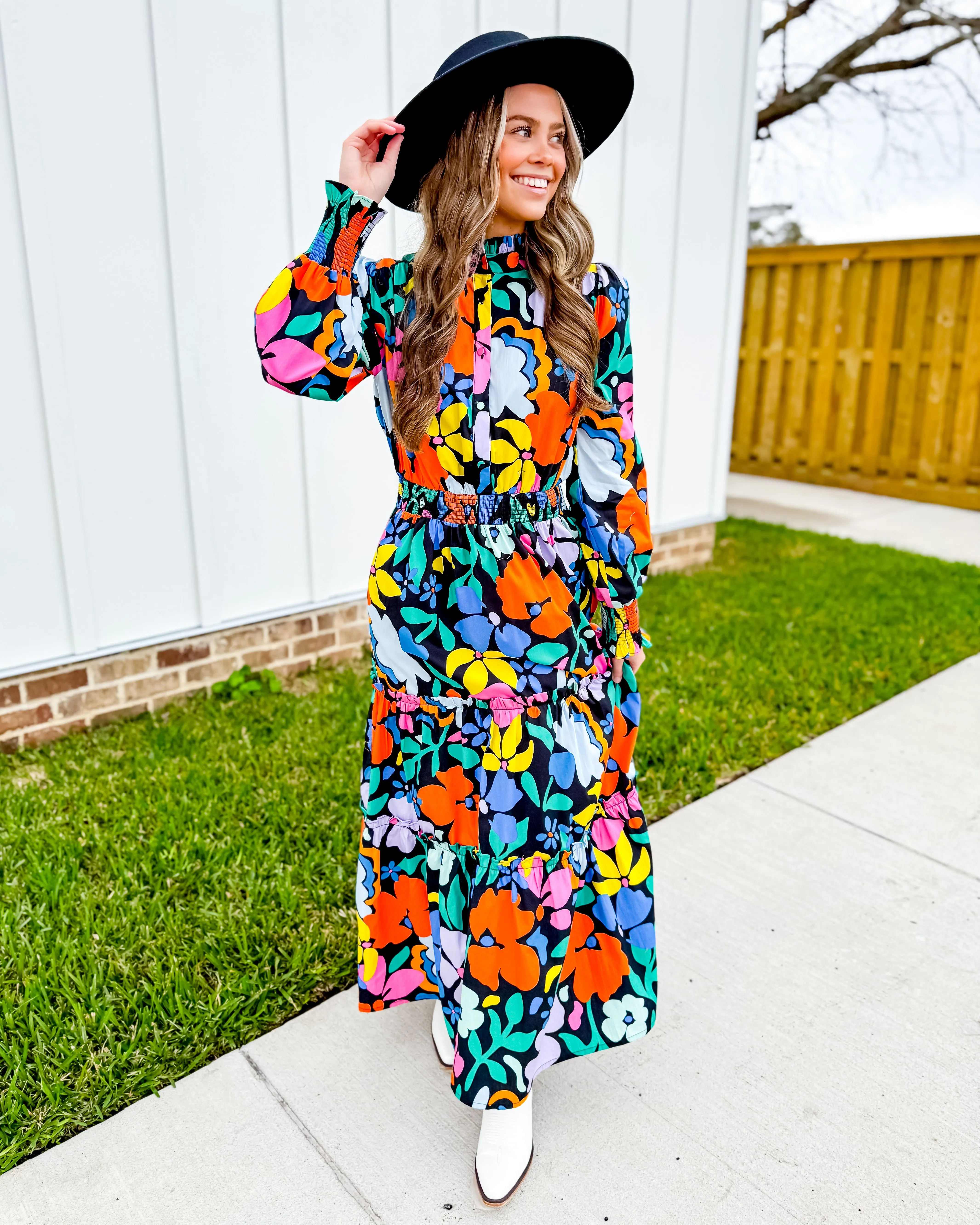Floral Poplin Maxi Dress