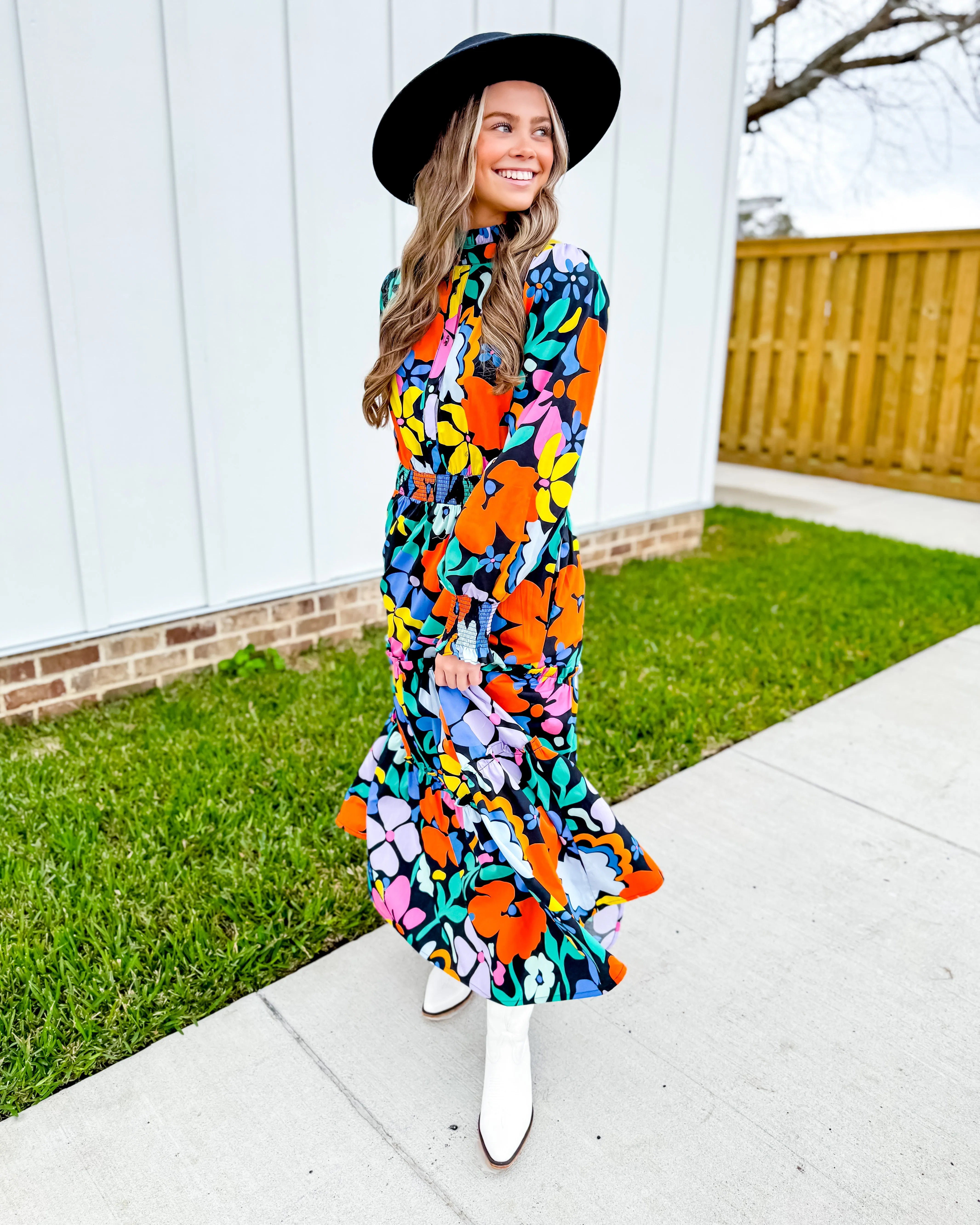 Floral Poplin Maxi Dress