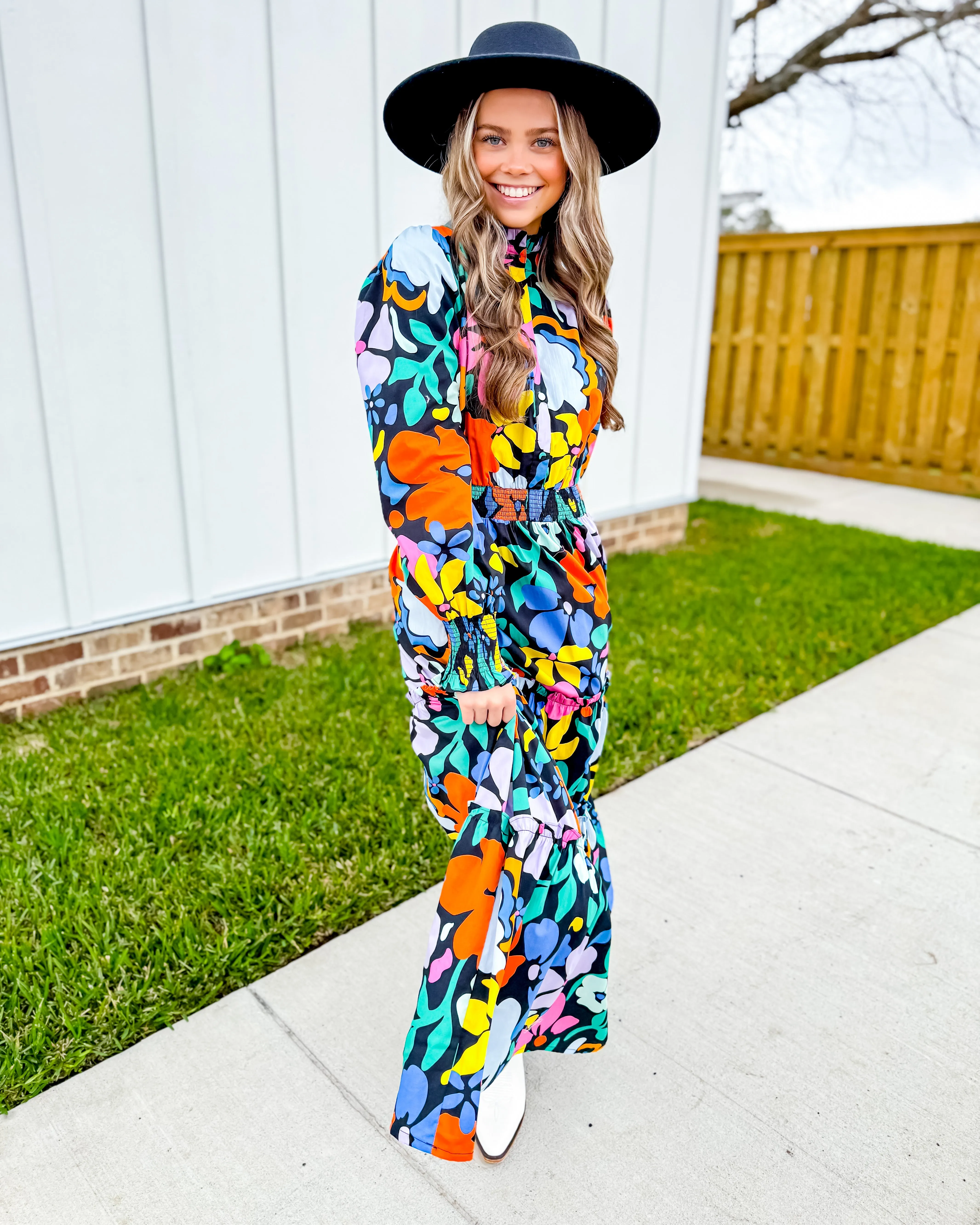 Floral Poplin Maxi Dress